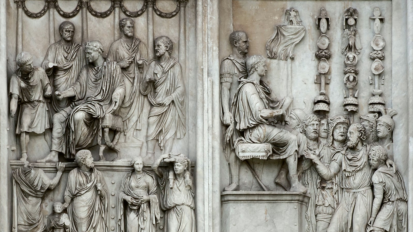 A Roman relief showing Marcus Aurelius in a public imperial scene